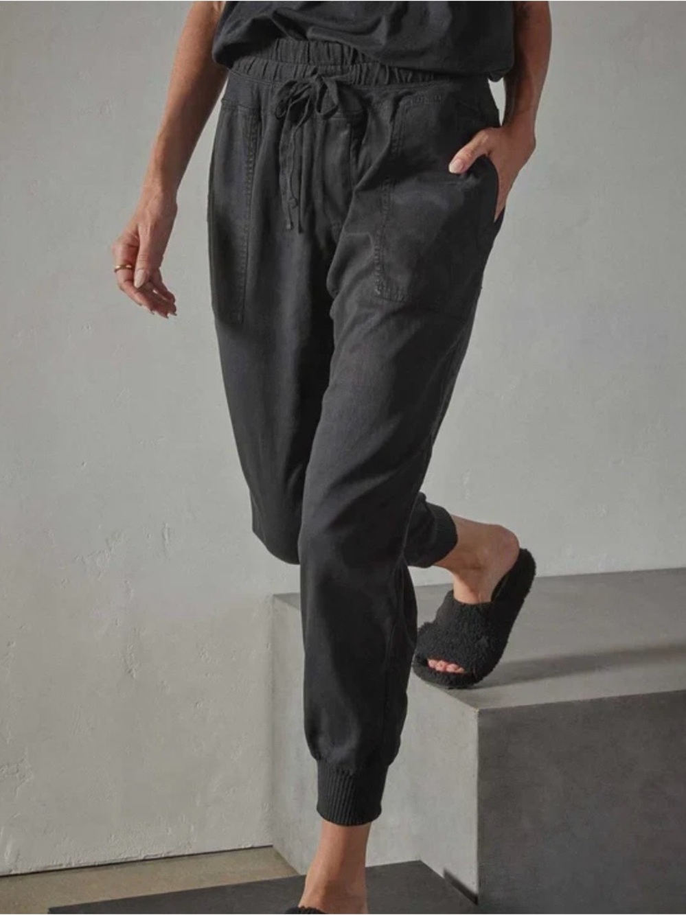 James Perse Mixed Media Jersey Jogger Pant Women Size Small 0 in Black